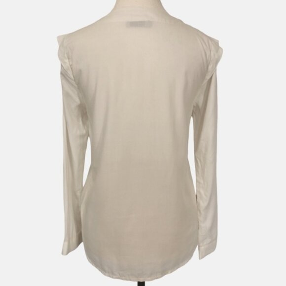 NWT Hobbs London Silk V-Neck Long Sleeve Ivory Button Blouse - Sz 6 - Picture 5 of 12